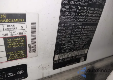 2017 Land Rover Discovery Hse Luxury from USA, damaged, VIN SALRHBBV6HA023639